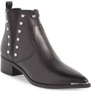 Yentia Studded Black Leather Booties